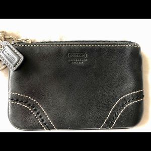 Black leather Coach wristlet